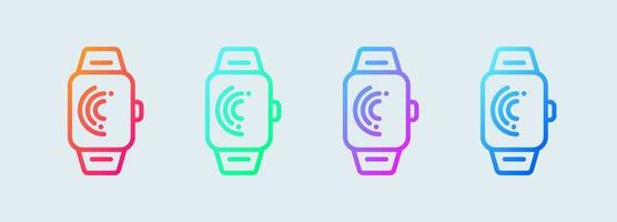 Smartwatch line icon in gradient colors. Smart watch signs vector illustration.