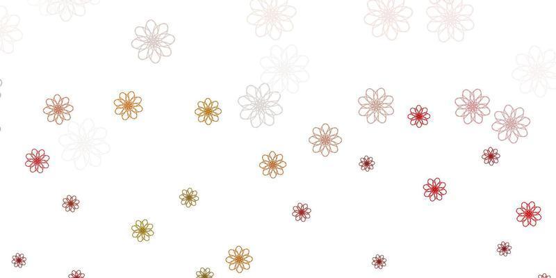 Light Green, Yellow vector doodle pattern with flowers.