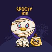 Halloween Cartoon Penguin Mummy vector illustration pro download