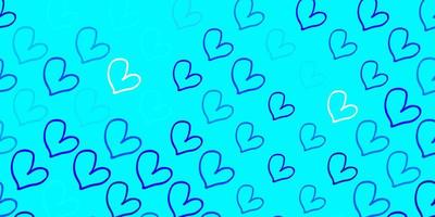 Light BLUE vector template with doodle hearts.