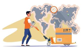 Delivery service concept. Commercial waregouse. Goods. Import and export. Logistics. International shipping. Flat vector illustration.