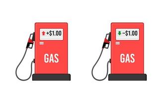 bomba de gasolina de la gasolinera roja sube y baja el precio vector