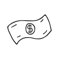 dollar banknote doodle vector