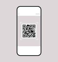 Scanning qr code on smartphone screen and digital technology flat vector illustration.