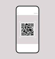 Scanning qr code on smartphone screen and digital technology flat vector illustration.