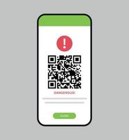 Scanning qr code on smartphone screen and digital technology flat vector illustration.