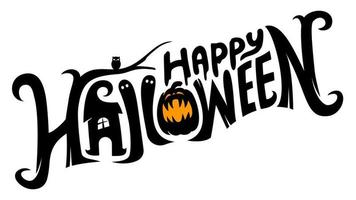 Happy Halloween Text Banner, Vector