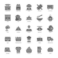 paquete de iconos de panadería para el diseño de su sitio web, logotipo, aplicación, ui. diseño de glifo de icono de panadería. ilustración de gráficos vectoriales y trazo editable. vector