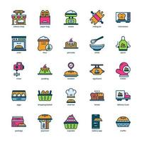 paquete de iconos de panadería para el diseño de su sitio web, logotipo, aplicación, ui. diseño de contorno de icono de tienda de panadería. ilustración de gráficos vectoriales y trazo editable. vector