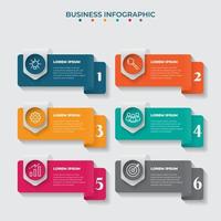 plantilla de infografía empresarial en diseño de concepto colorido con diseño de cinta ondeante vector