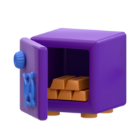 3d renderizado oro en icono de casillero png