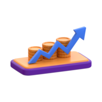 3d rendering Online Financial Growth icon png