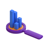 Icono de gráfico de búsqueda de renderizado 3D png