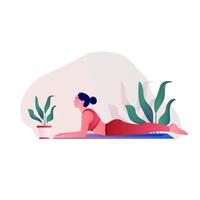Illustration of woman doing yoga for Yoga Day Celebration. vector