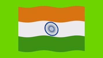 le drapeau indien agite une animation sur écran vert. drapeau national de l'inde. 15 août fête de l'indépendance de l'inde. video