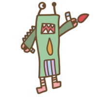 schattig robot hand- getrokken png