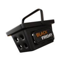 3D-Warenkorb mit schwarzem Freitag-Schild png
