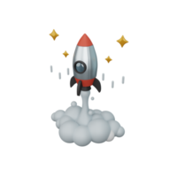 3d rendering rocket launch isolated useful for business, company, corporate and finance design png