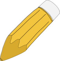 Yellow pencil drawing, art pencil, line art, transparent background. png