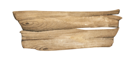 Aquarell-Holzschilder, leerer Rohling, Holzbanner, Planken, Brett. Zeichen für Nachrichten zur Wegfindung. Abbildung mit Platz für Text. png