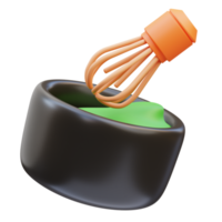 japanische ikone, grüner tee 3d-illustration png