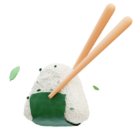 icono japonés, onigiri con palillos ilustración 3d png