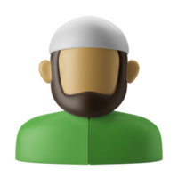 muslimischer mann avatarkopf mit kufi-kappe 3d-symbolillustration png