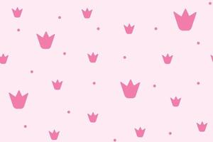 Seamless pattern with doodle crowns, Romantic cute vector print. Little princess design. Pink wallpaper