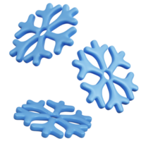 3d renderização três flocos de neve isolados png