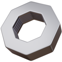 Boulon d'écrou d'argent de rendu 3d isolé png