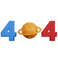 3d rendering error message 404 with planet isolated png