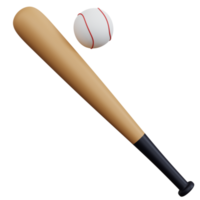 3d rendering baseball bat with ball isolated png