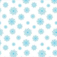 Cute Christmas seamless pattern with snowflakes isolated on white background. Happy new year wallpaper and wrapper for seasonal design, textile, decoration, greeting card. Hand drawn prints and doodle vector