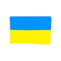 Hand drawn Ukraine flag concept. Flag of Ukraine doodle style isolated on white background. Blue and yellow rectangle shape. Vector National Ukrainian flag symbol. Ukrainian crisis boho element.