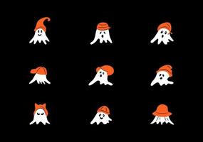 vector de dibujos animados fantasma de halloween aislado sobre fondo oscuro