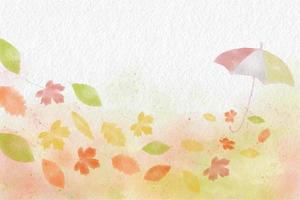 Autumn background watercolor fall illustration leaves and umbrella vector