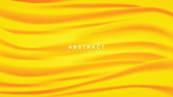 Abstract yellow background with 3d realistic wave silk surface vector illustration