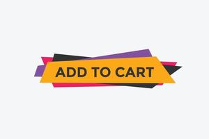 add to cart text web button. add to cart speech bubble label. Colorful web banner. vector illustration