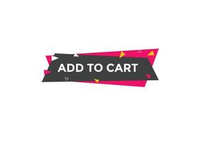 add to cart text web button. add to cart speech bubble label. Colorful web banner. vector illustration