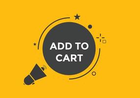 añadir al botón web de texto del carrito. agregar al carrito la etiqueta de la burbuja de voz. banner web colorido. ilustración vectorial vector