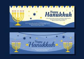 Blue color of happy hanukkah event banner design vector
