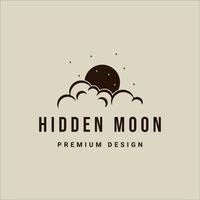 luna con logotipo de vector de nube diseño gráfico de icono de plantilla de ilustración minimalista vintage. lunar con signo de estrella o símbolo con estilo retro simple