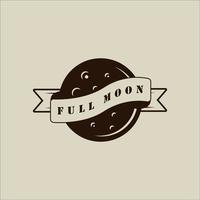 full moon logo vector vintage illustration template icon graphic design. lunar with banner sign or symbol with isolated style