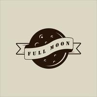 luna llena logo vector vintage ilustración plantilla icono diseño gráfico. lunar con signo o símbolo de banner con estilo aislado