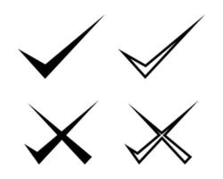 doodle set of check mark and wrong mark with circle. false and true. vector illustration