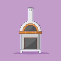 Pizza Oven Vector Icon Illustration with Outline for Design Element, Clip Art, Web, Landing page, Sticker, Banner. Flat Cartoon Style