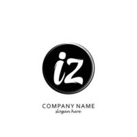 Initial IZ with black circle brush logo template vector