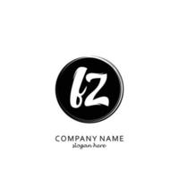 Initial FZ with black circle brush logo template vector