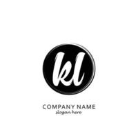 Initial KL with black circle brush logo template vector