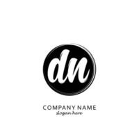 Initial DN with black circle brush logo template vector